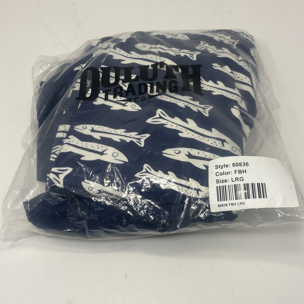 Duluth Trading Men's Lumber Jams Sleep Set Dark Cobalt Trout Print Sz L NEW
